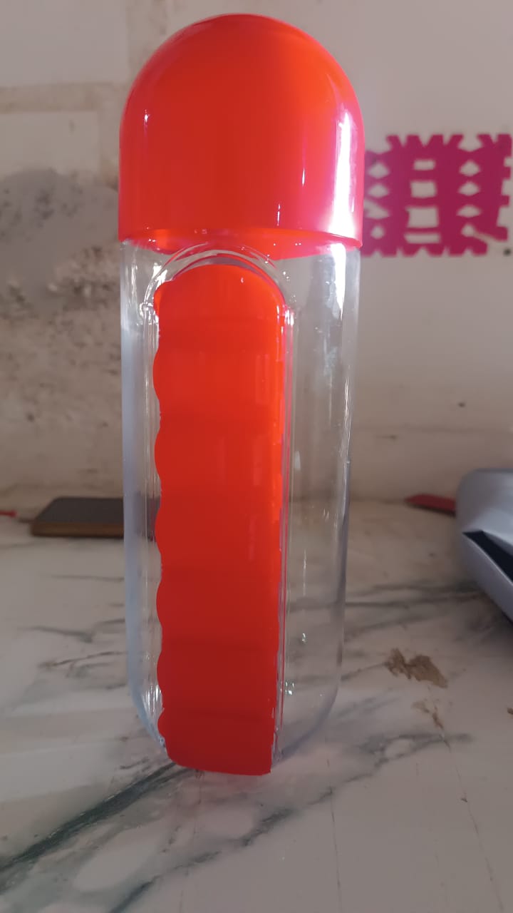 Water Bottle with Built-in 7-Day Pill Organizer Approx 900ml (1 Pc)