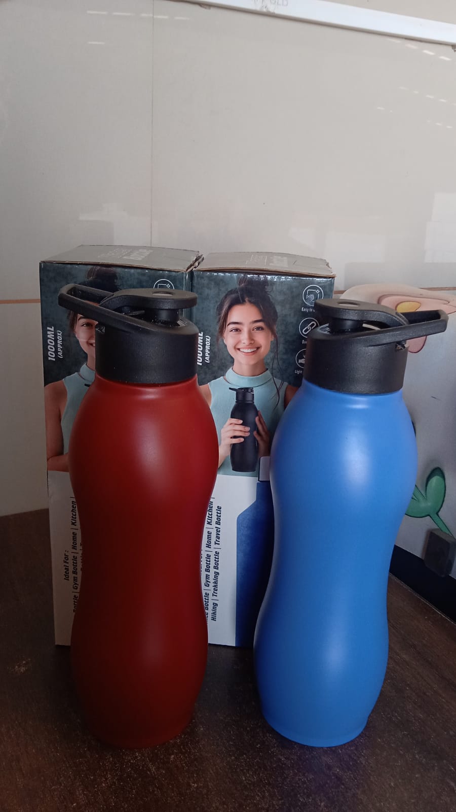 Stainless Steel Water Bottle (1000ML / Mix Colour / 1 Pc / Matte)