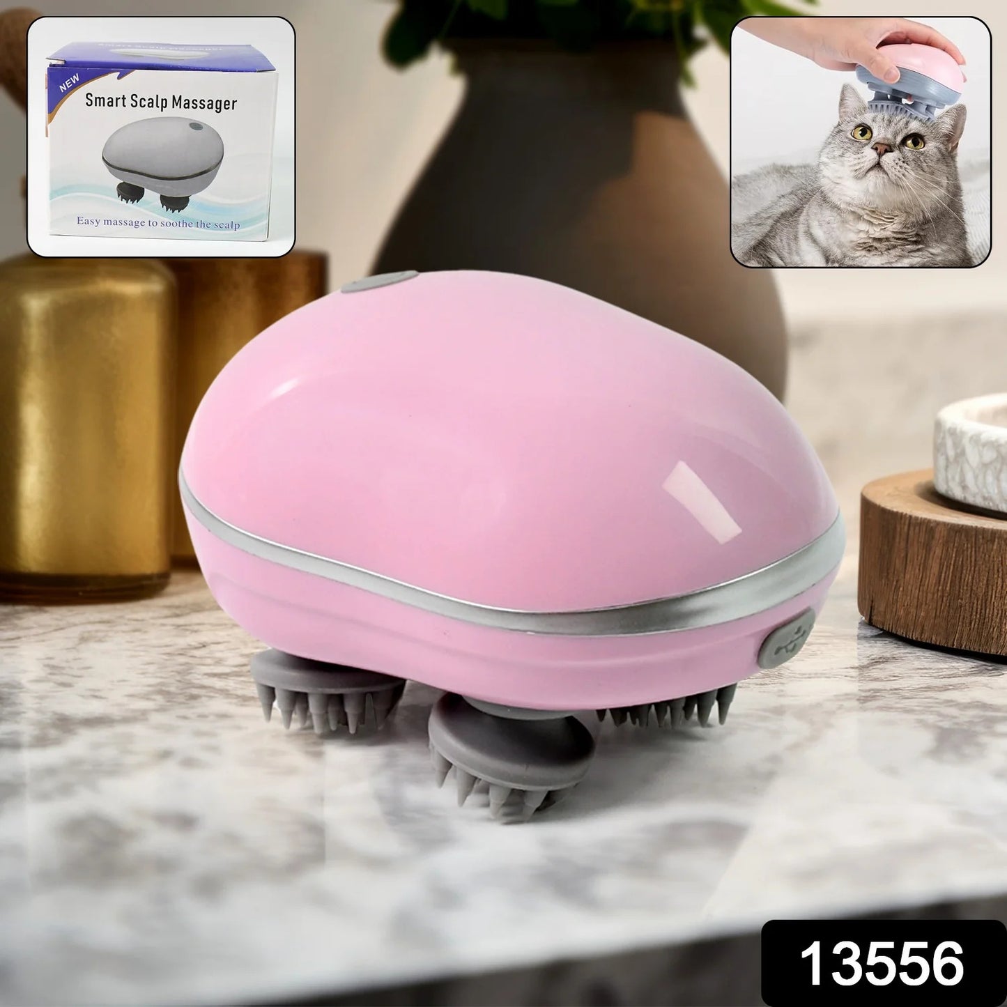 Smart Electric Scalp & Full Body Massager with 4 Interchangeable Heads – Relaxation & Pain Relief Device