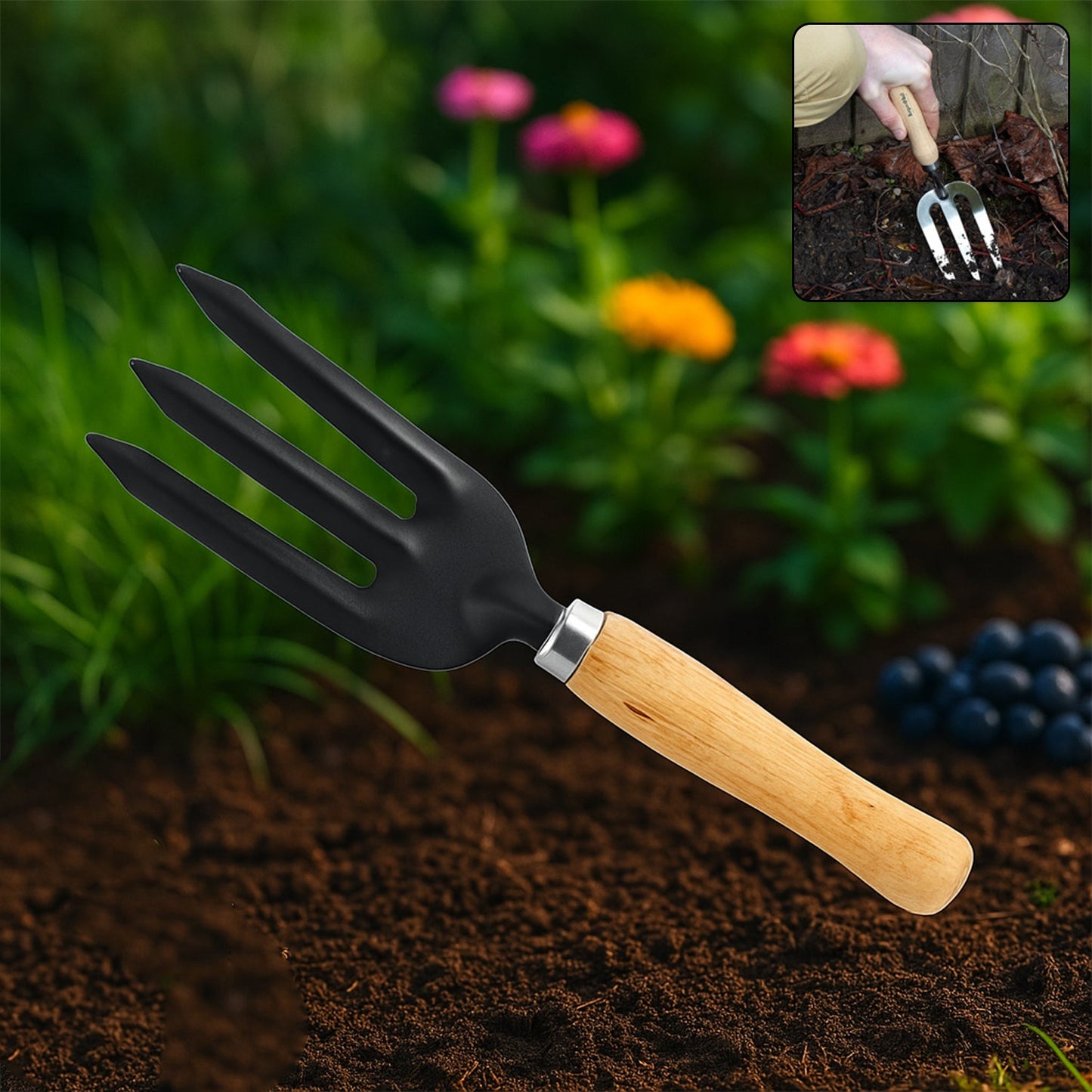 Hand Weeding Fork (Steel, Black)