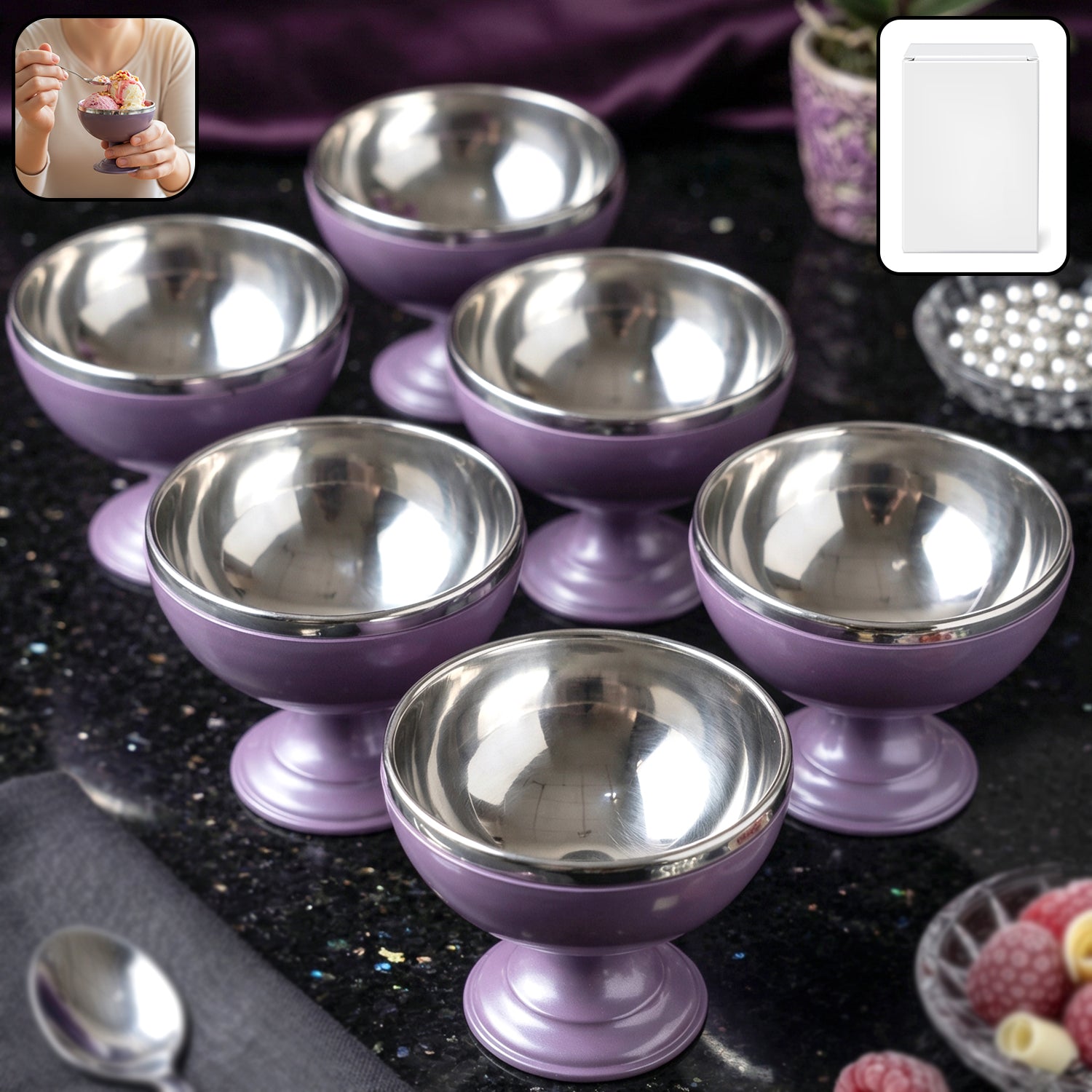 stainless dessert bowls