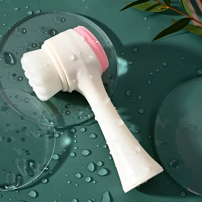 2 in 1 Facial Brush Cleansing Face Scrubber for Sensitive, Delicate, Dry Skin (1 Pc)