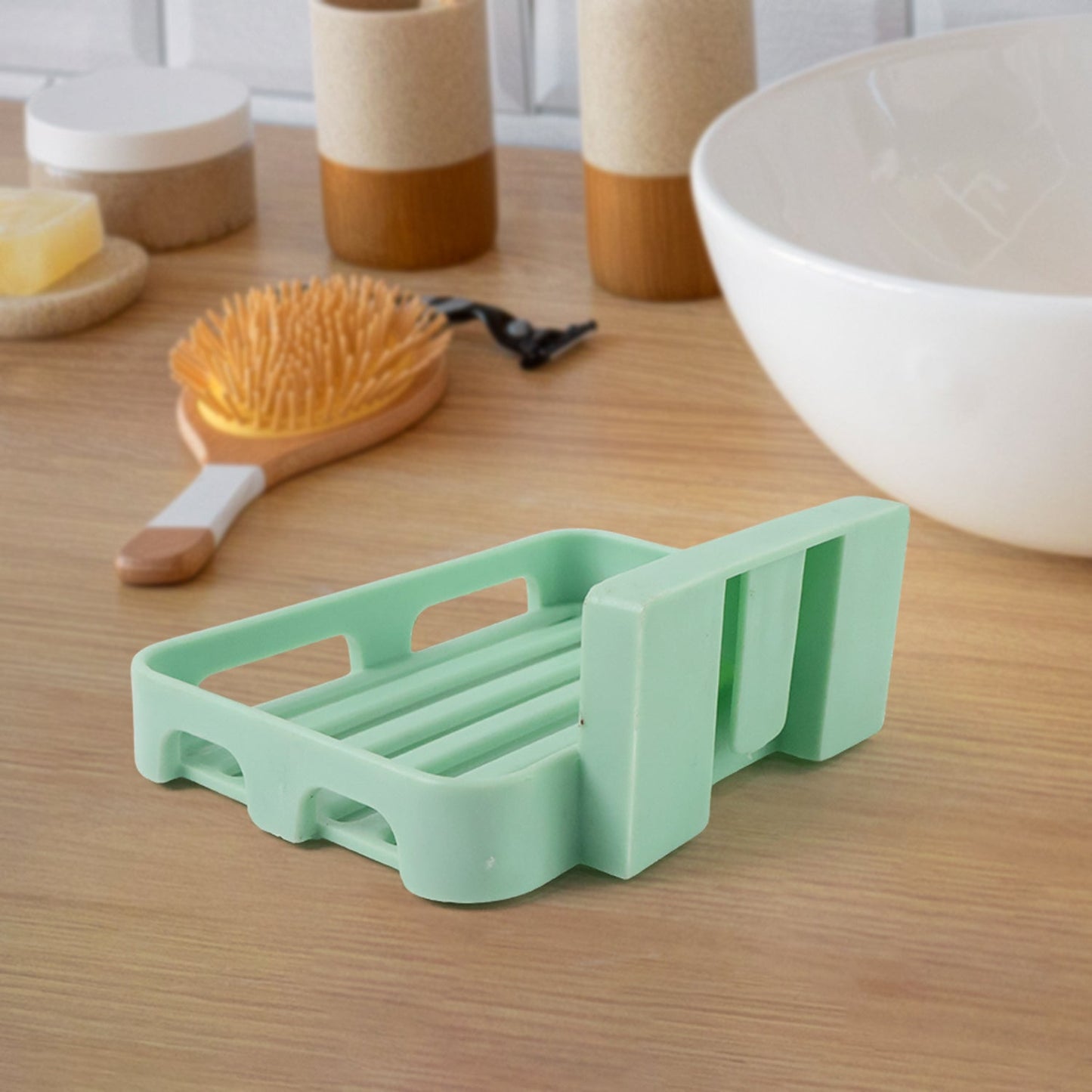 Multipurpose Wall-Mount Soap Dish with Self-Draining Slotted Base (1 Pc)