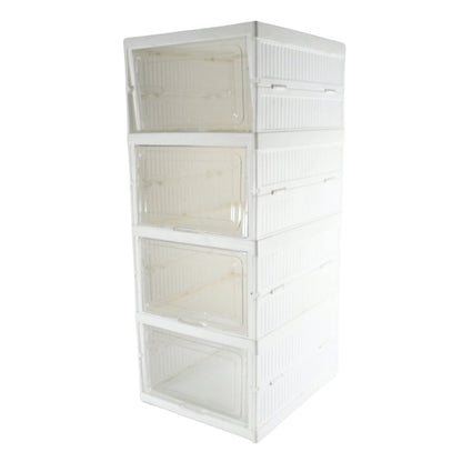 Stackable Multifunctional Storage, for Clothes Foldable Drawer Shelf Basket Utility Cart Rack Storage Organizer Cart for Kitchen, Pantry Closet, Bedroom, Bathroom, Laundry (4 Layer /  1 Pc)