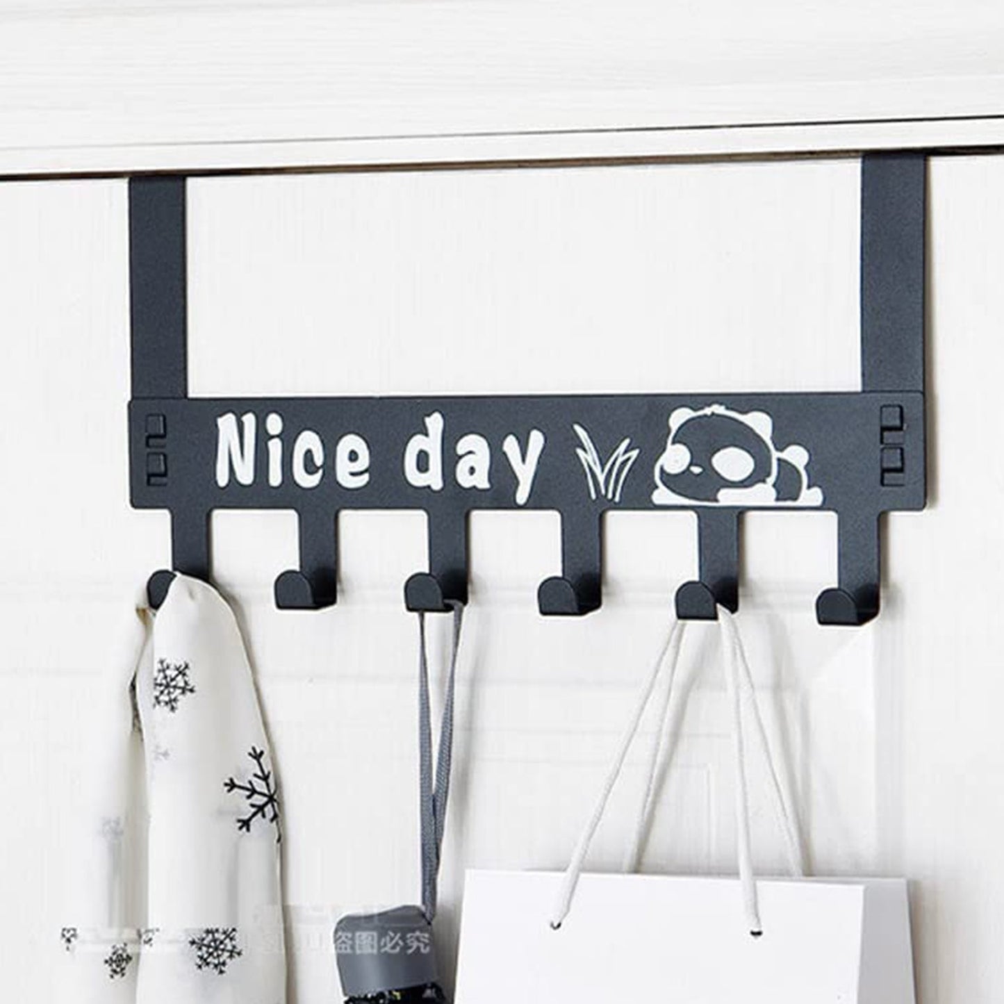 Heavy-Duty Carbon Steel Over Door Hook Rack for Towels & Coats (1 Pc, 6 Hooks)