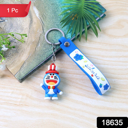 Cute Silicone 3D Key Chain with Metal Hook & Strap (Pack of 1)
