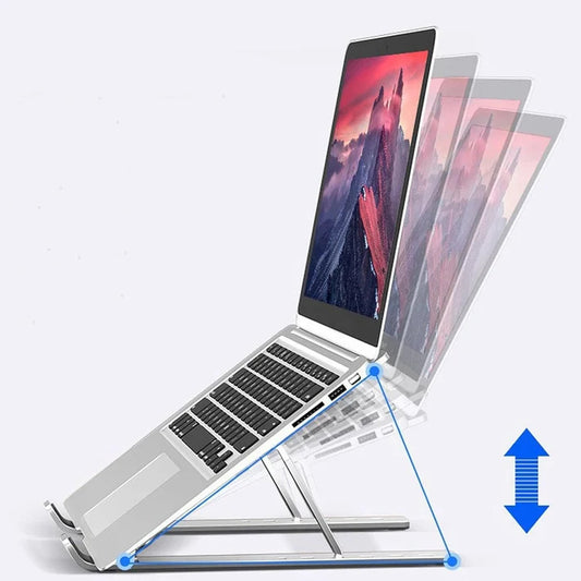 Metal Portable Laptop Stand – Foldable, Adjustable & Ergonomic Cooling Stand for Laptop & Tablet