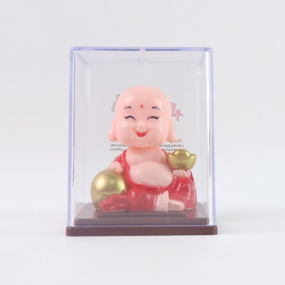 Solar Power Moving Head Buddha Statue Car Ornament (1 Pc / Mix Color)