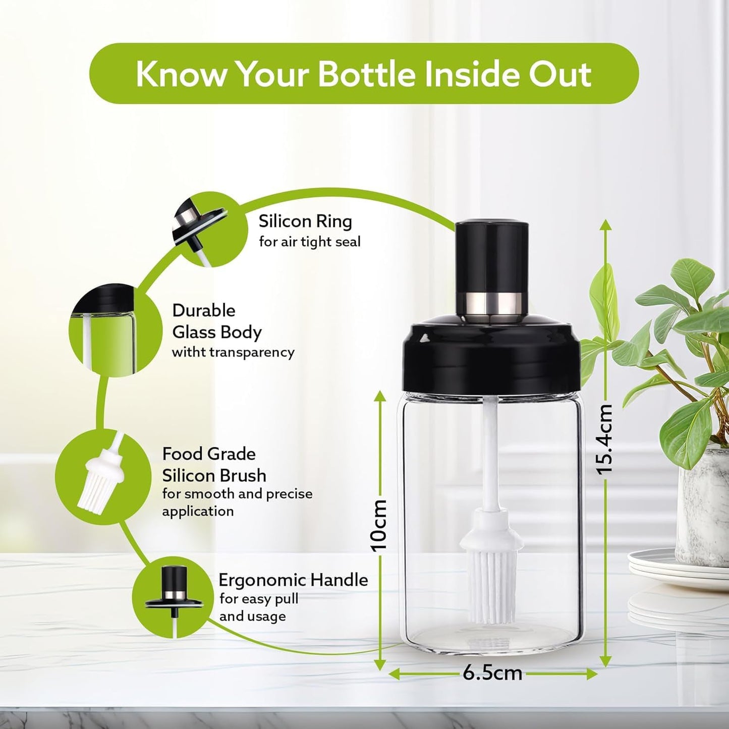 Silicone Grip Oil Dispenser with Brush