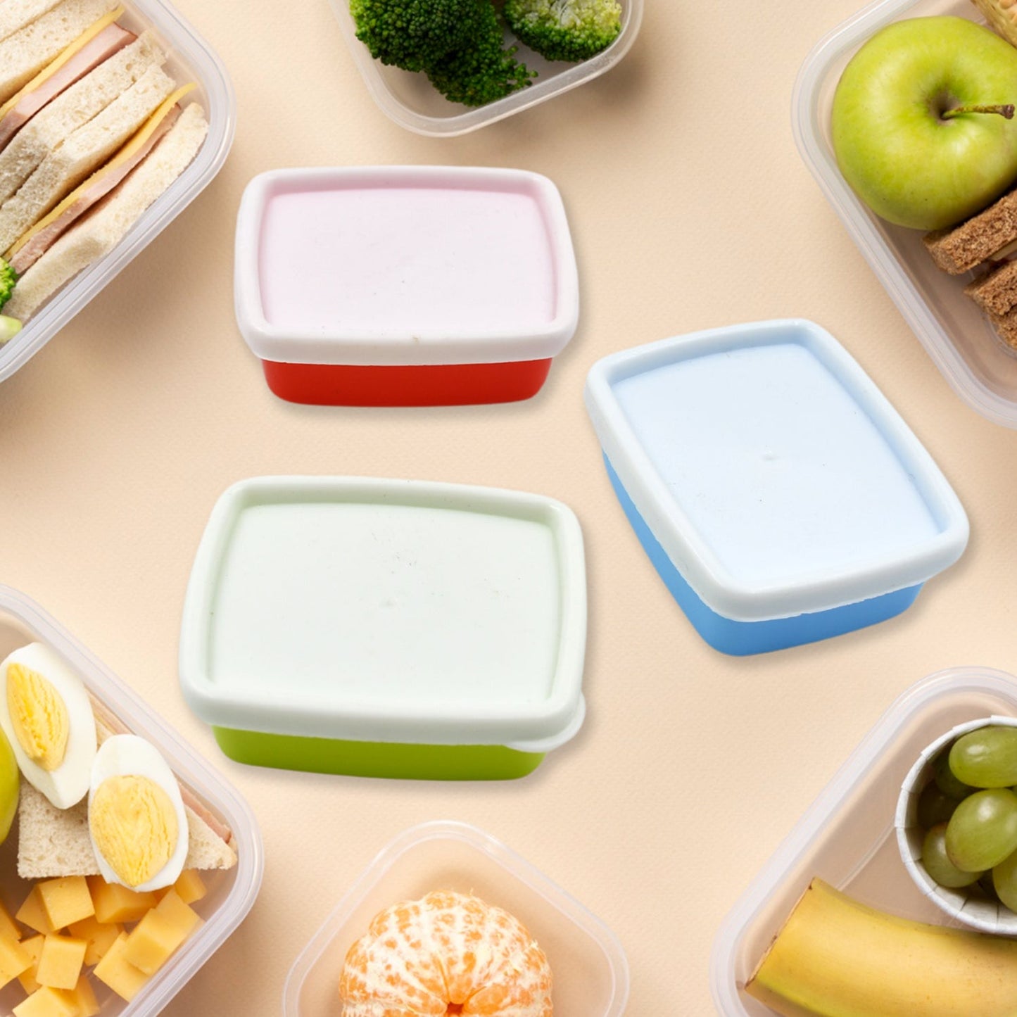 3-Piece Multicolor Airtight Container Set – Rectangular Food & Fridge Storage
