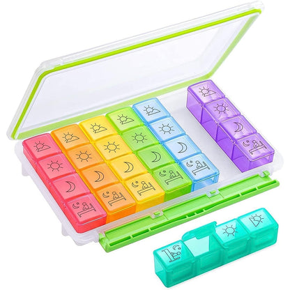 Portable 28-Grid Pill Dispenser