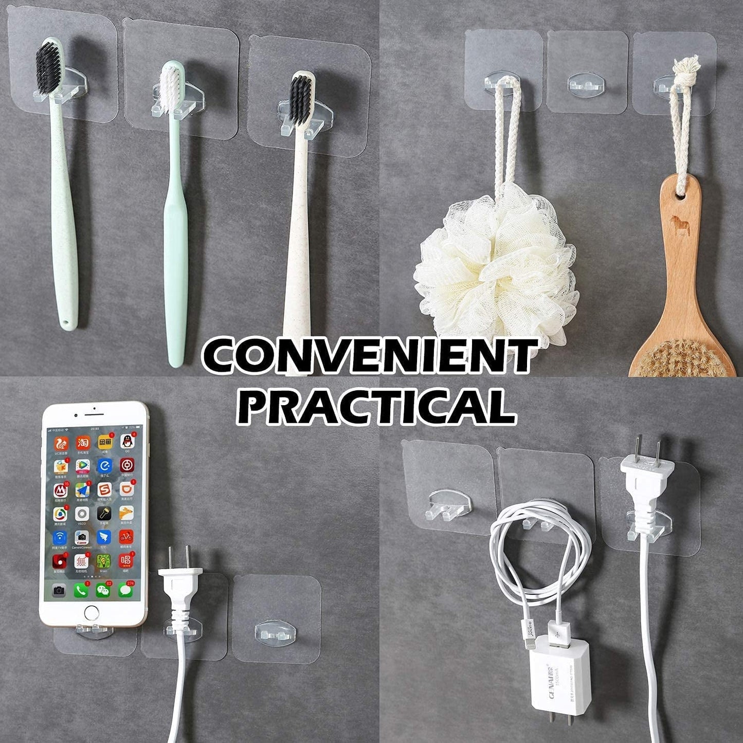 Transparent Self-Adhesive Wall Hook Waterproof & Oil-Proof Strong Holder (1 Pc)