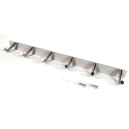 Stainless Steel Wall Mounted Coat 6 Hook Rack (32x3 / 1Pc)