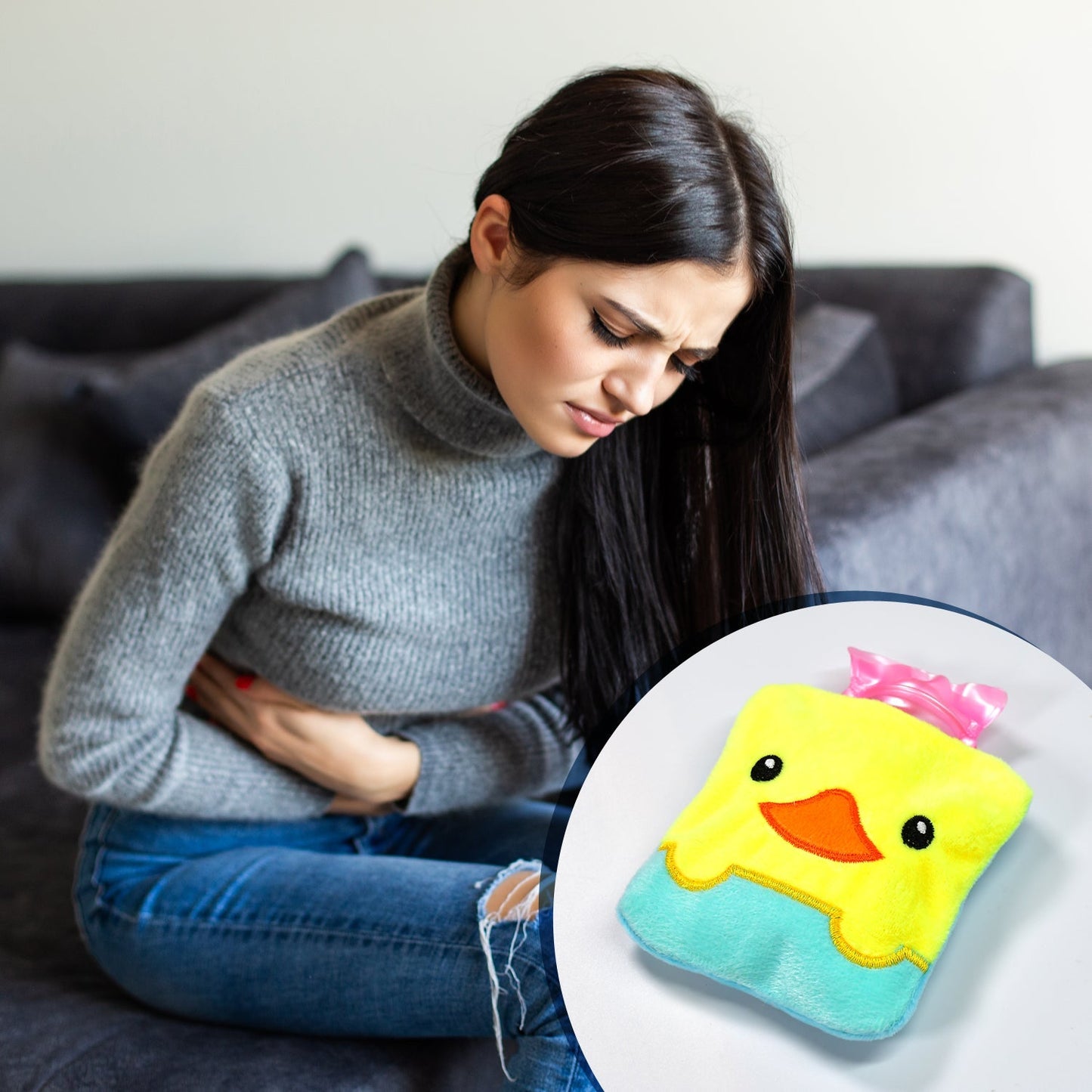 Duck print warm water bag