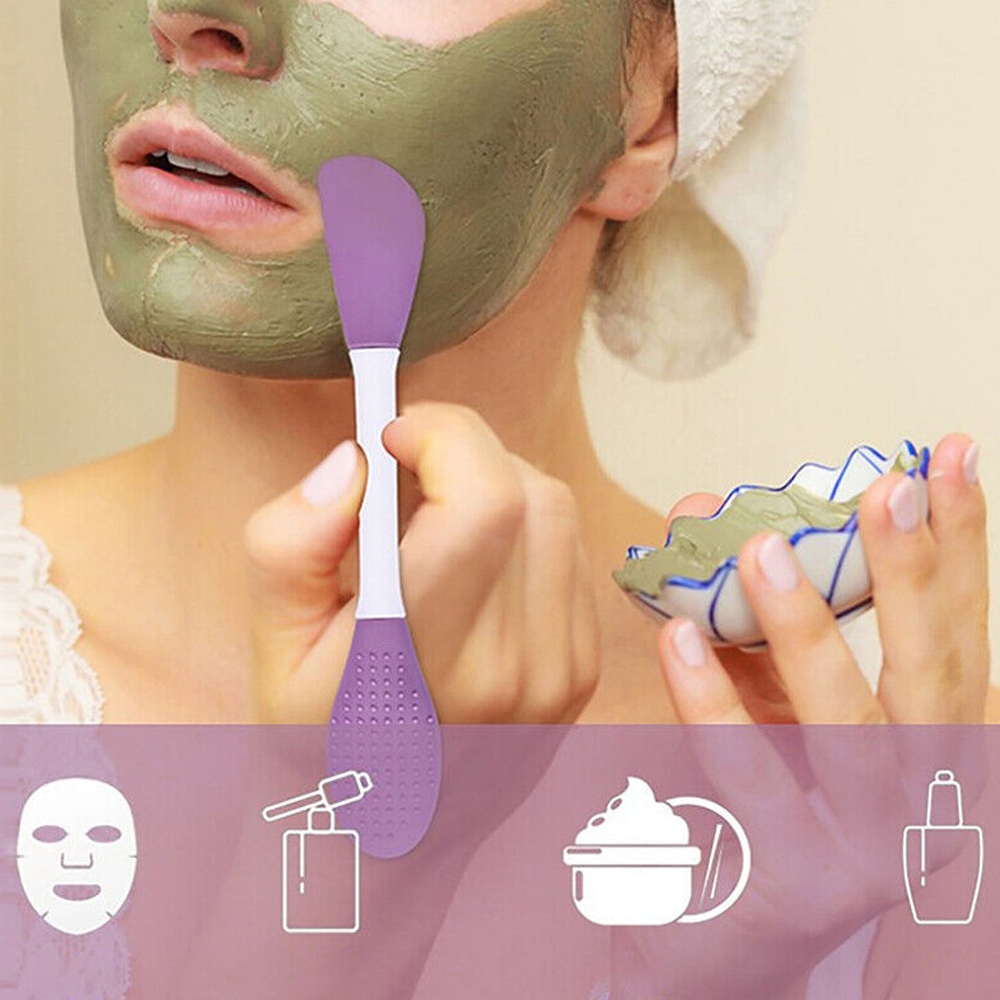 Double-Headed Silicone Mask Brush – Facial Cleansing & Mask Application Tool (1 Pc)