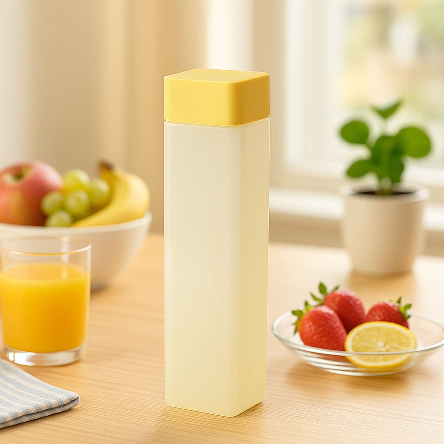 Square Plastic Water Bottle – 1000ml Leakproof BPA-Free for Office, Gym & Home (1 Pc)