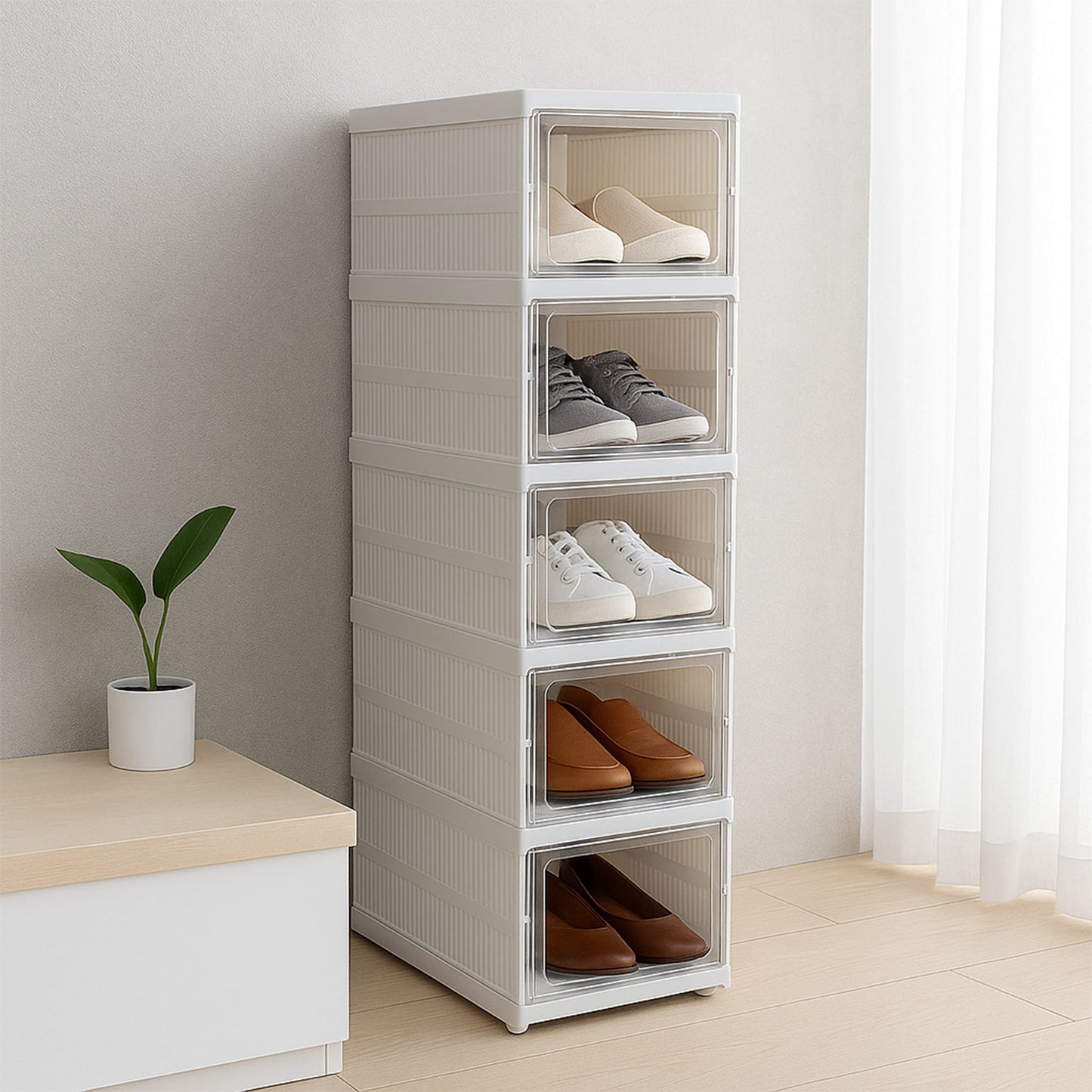 5-Layer Stackable Utility Cart – Foldable Storage Organizer for Clothes & Home (1 Pc)
