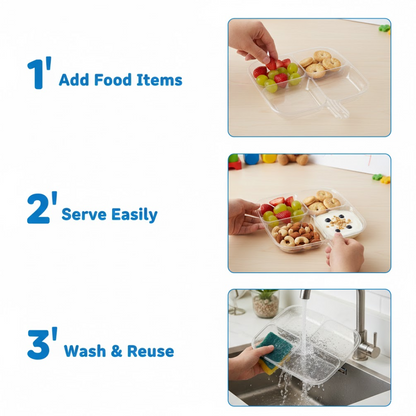 Plastic Kitchen Trays for Serving (4 Compartment / 1 Pc)