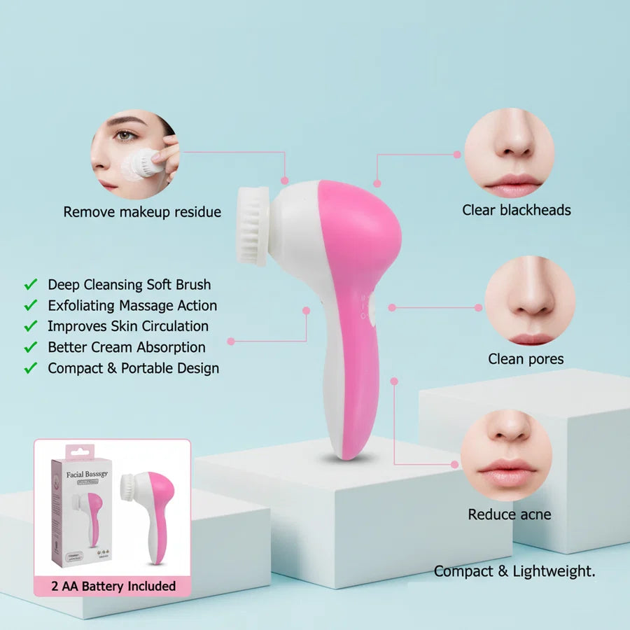 Waterproof Facial Cleansing Brush & Massager – Deep Clean, Smooth & Glowing Skin
