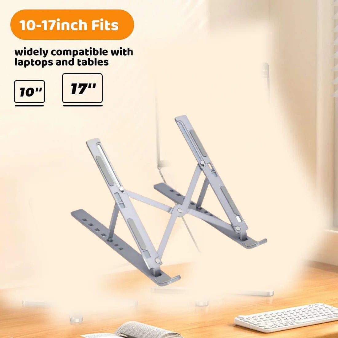 Metal Portable Laptop Stand – Foldable, Adjustable & Ergonomic Cooling Stand for Laptop & Tablet