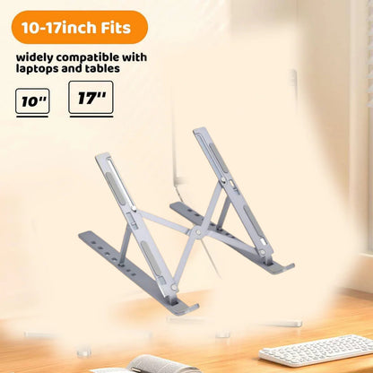 Metal Portable Laptop Stand – Foldable, Adjustable & Ergonomic Cooling Stand for Laptop & Tablet
