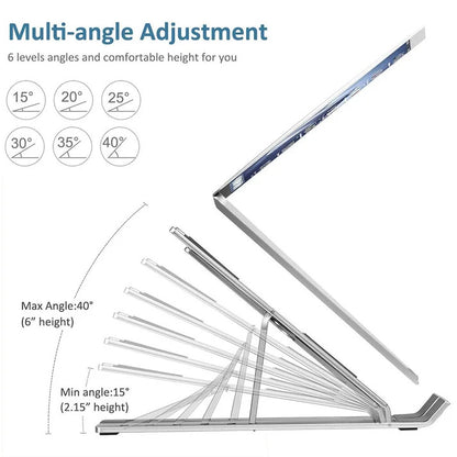 Metal Portable Laptop Stand – Foldable, Adjustable & Ergonomic Cooling Stand for Laptop & Tablet