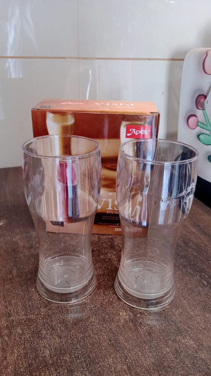Apex Vista Unbreakable Pitcher Glass Set – 350 ML (Approx) | 2-Piece
