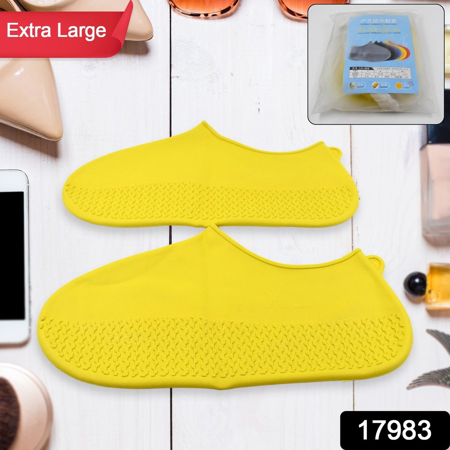 Non Slip Silicone Rain Reusable Waterproof Foldable Boot Shoe Cover XL 1 Pair Mix