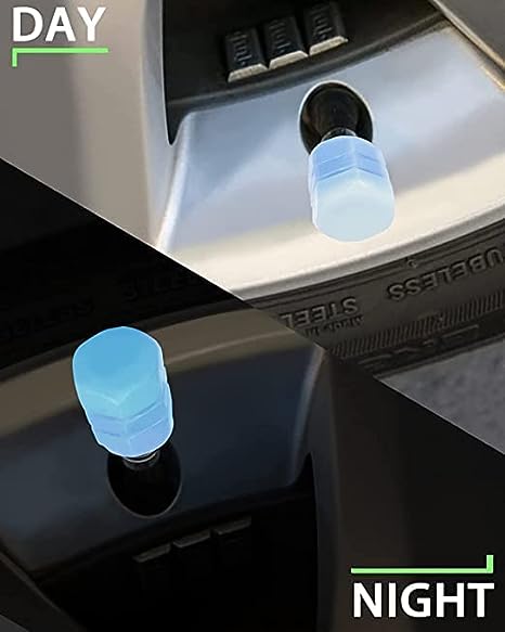 Luminous Tyre Valve Caps – Glow-in-the-Dark Air Stem Covers (4 Pcs / Mix Colour)