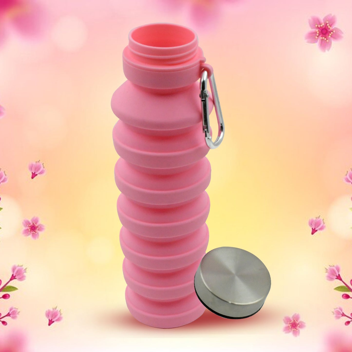 Foldable Silicone Leak Proof Sports Travel Water Bottle for  Gym Hiking 1 Pc 24 cm