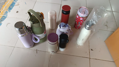 Stainless Steel Vacuum Bottle with Cup Lid Thermos for Hot Cold Drinks Travel Use 1 Pc