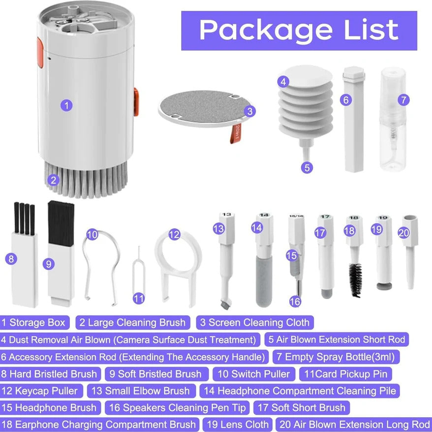 20-in-1 Electronic Cleaning Kit – Multi-Function Gadget Cleaning Tool Set