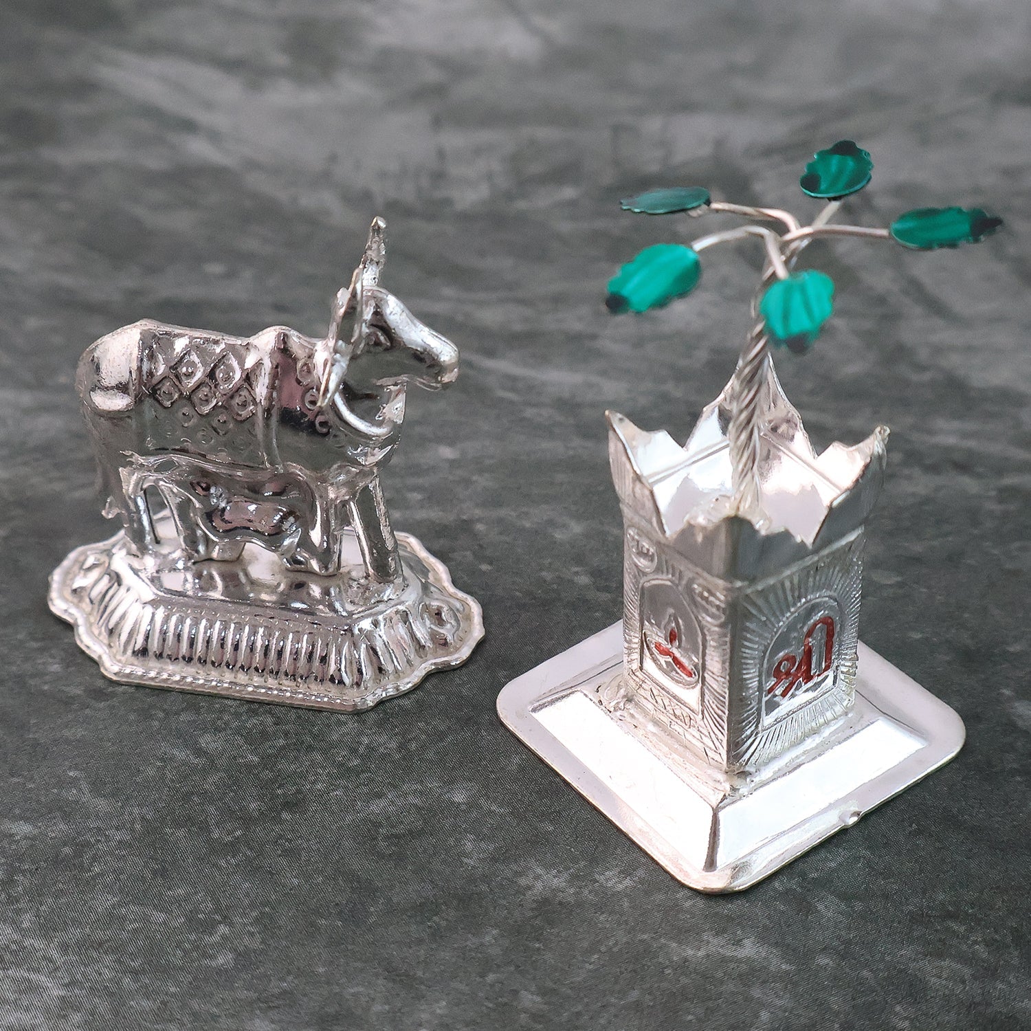Religious Silver-Plated Kamdhenu 