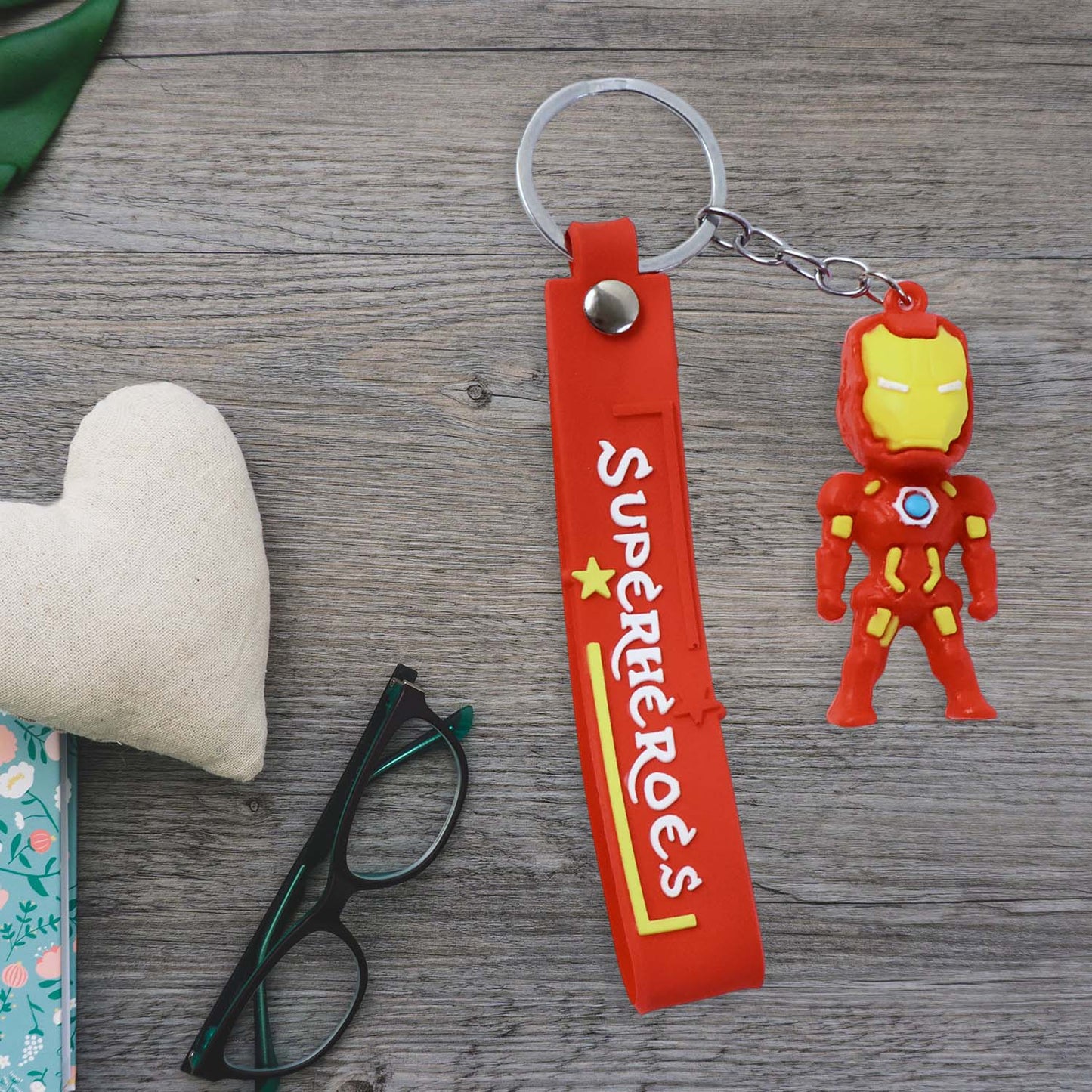 Cute Cartoon Silicone 3D Key Chain with Metal Hook & Strap (Pack of 1)