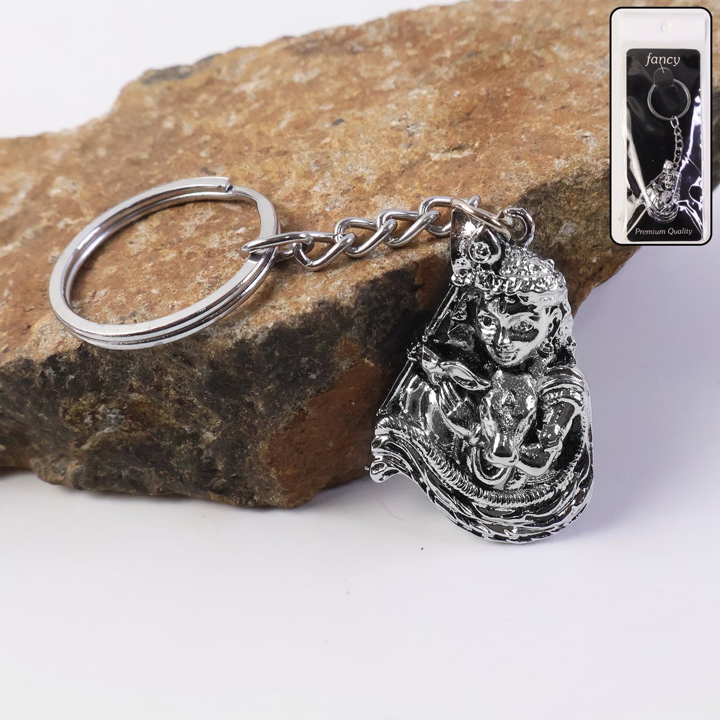 Premium Silver-Finish Metal Keychain (1 Pc)