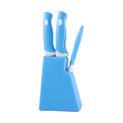 Stainless Steel Knife & Peeler Set with Stand - 6 Pcs