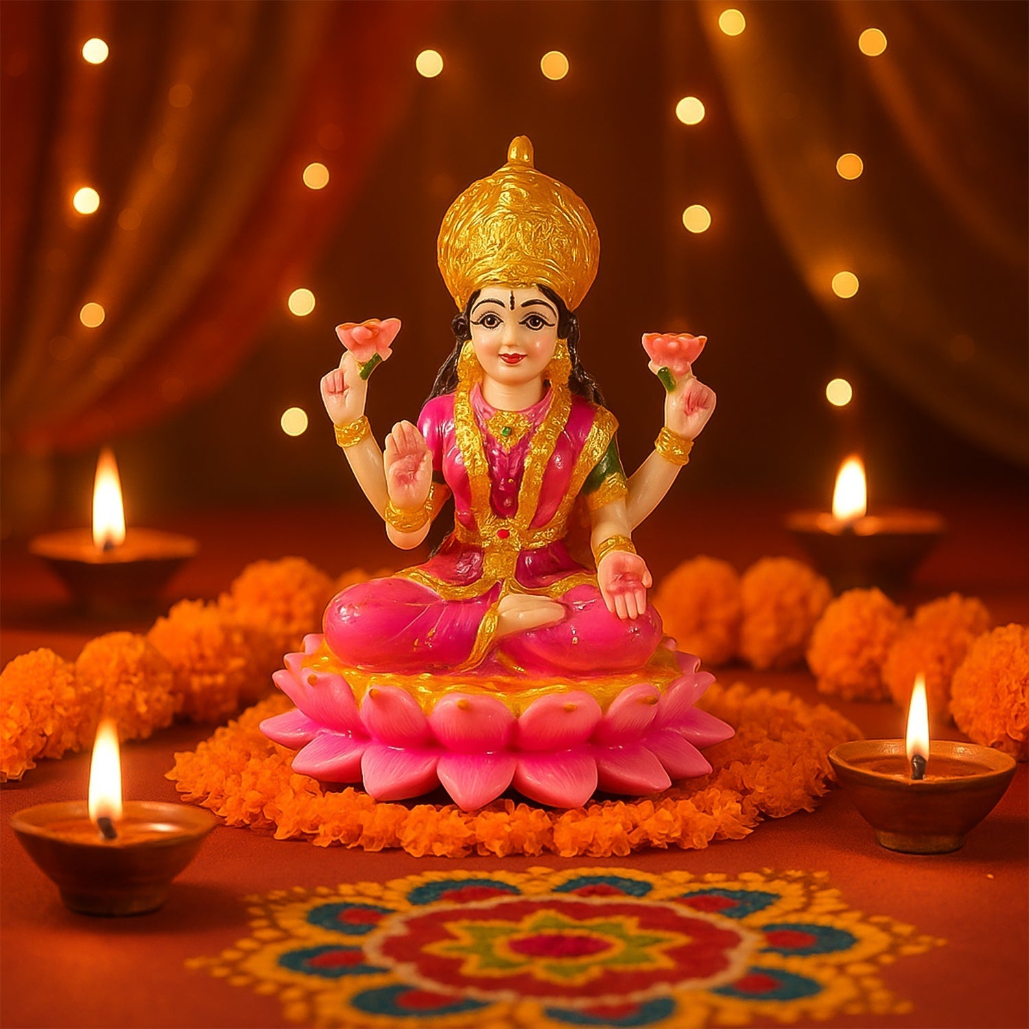 Gold Finish Lakshmi Mata Statue