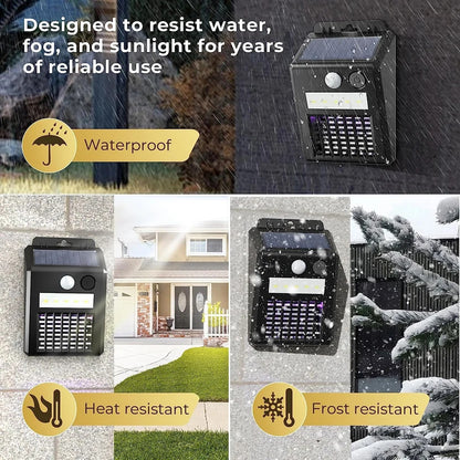 Solar Bug Zapper Outdoor Wall Light with Motion Sensor & UV Lamp