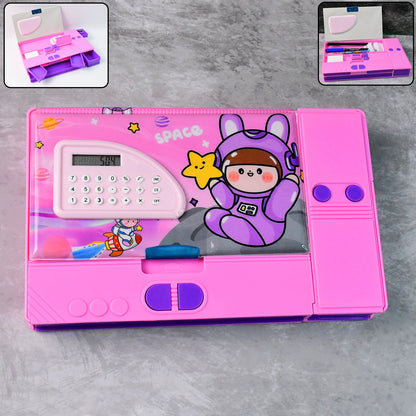 Space Design Pencil Box with Built-in Calculator