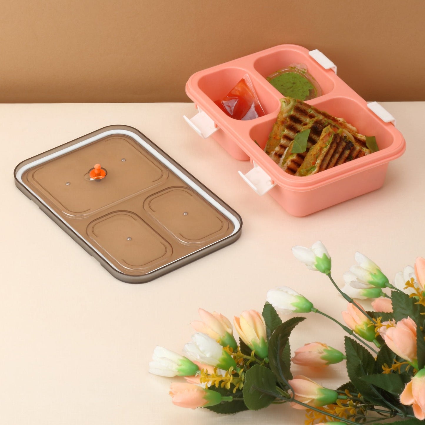 Plastic Lunch Box for Kids, Lunch Box (3 Compartment Lunch Box)
