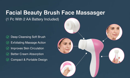 Waterproof Facial Cleansing Brush & Massager – Deep Clean, Smooth & Glowing Skin