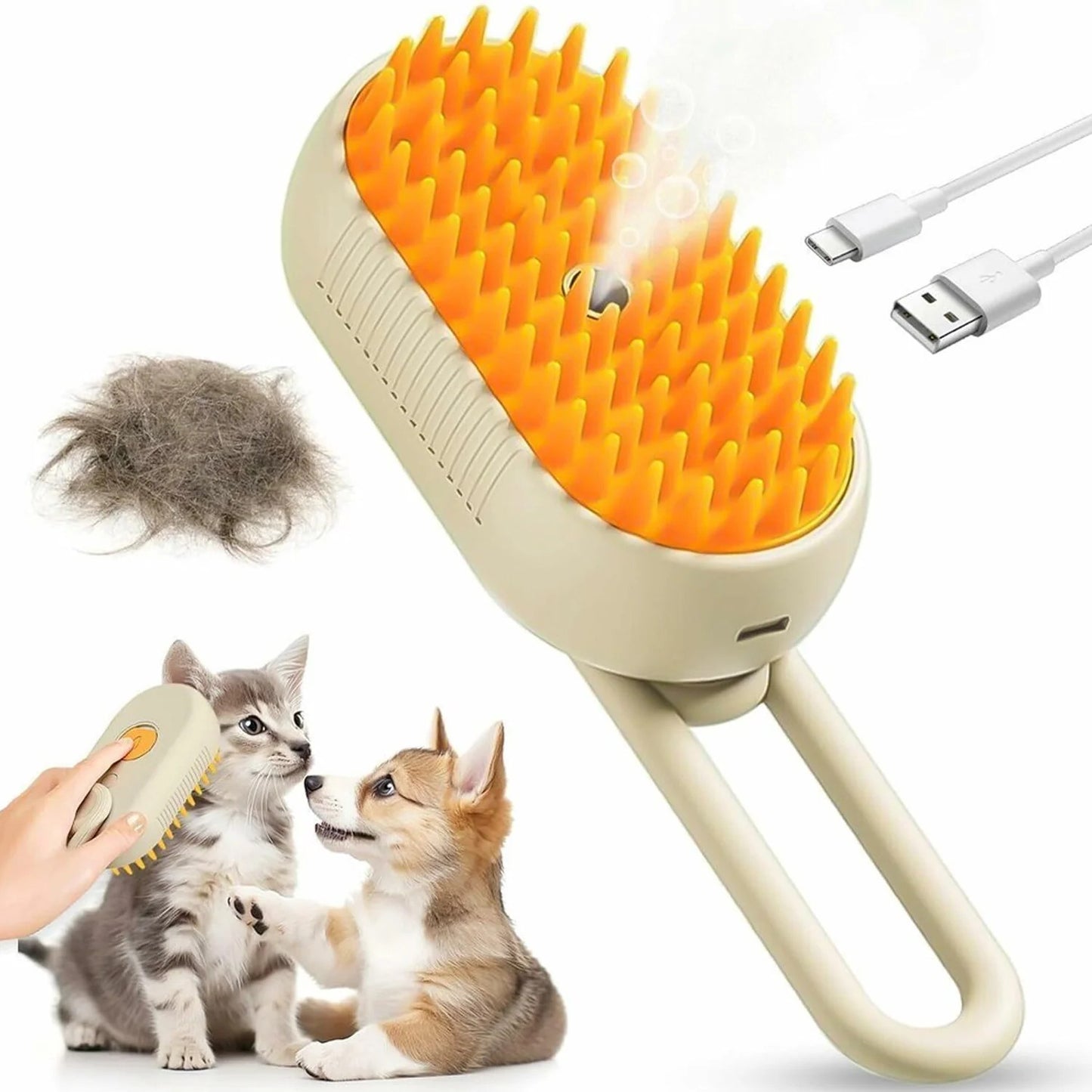 Electric Pet Steam Brush – Self-Cleaning Grooming Tool for Dogs & Cats