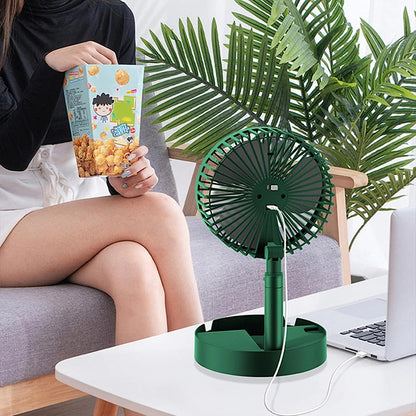 Portable Telescopic Desk Fan – Foldable & Height Adjustable USB Rechargeable Fan