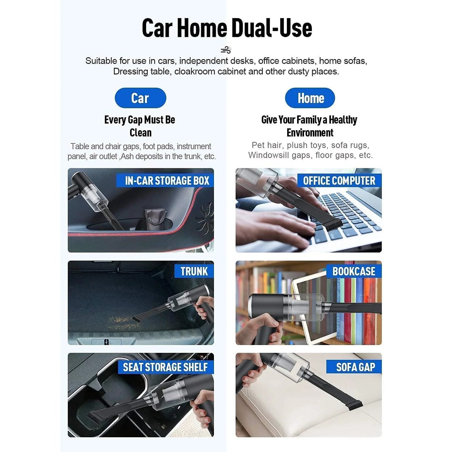 Wireless Handheld Vacuum Cleaner – 120W USB Rechargeable Portable Car & Home Vacuum