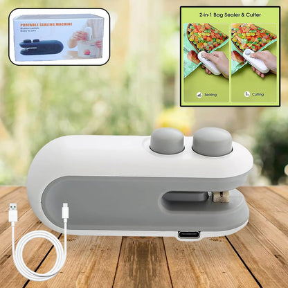 2-in-1 Portable Mini Bag Sealer & Cutter – USB Rechargeable Heat Sealing Machine