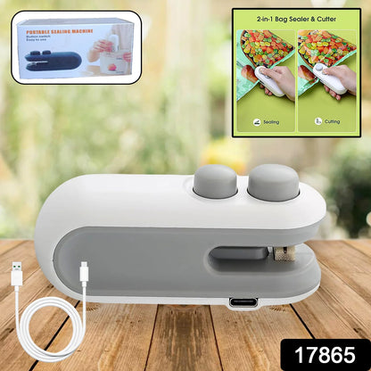2-in-1 Portable Mini Bag Sealer & Cutter – USB Rechargeable Heat Sealing Machine