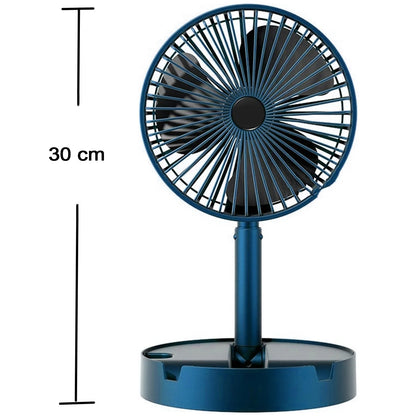 Portable Telescopic Desk Fan – Foldable & Height Adjustable USB Rechargeable Fan
