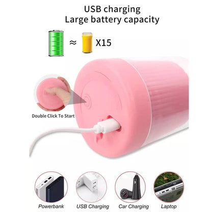 Portable USB Blender Juicer with 6 Blades – Rechargeable Mini Smoothie Maker