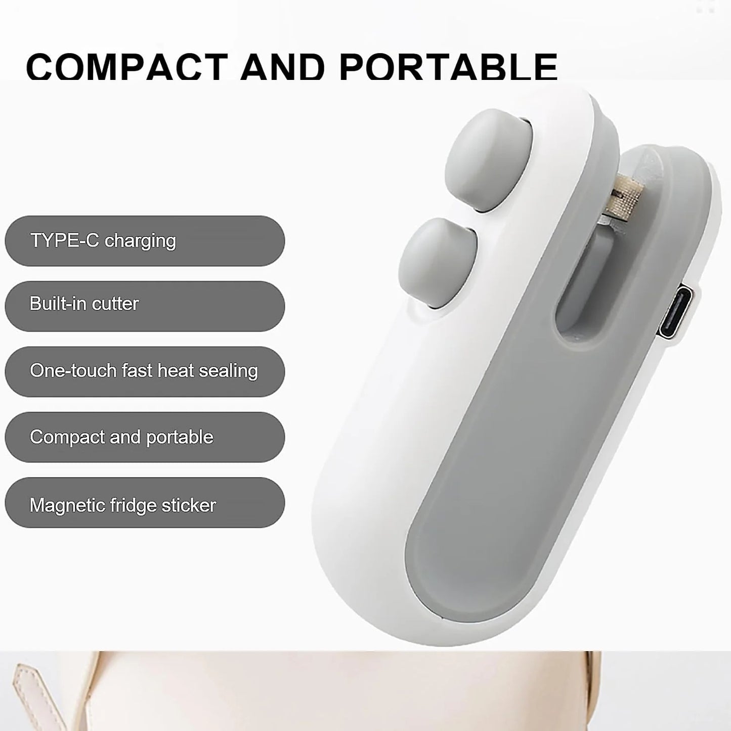 2-in-1 Portable Mini Bag Sealer & Cutter – USB Rechargeable Heat Sealing Machine