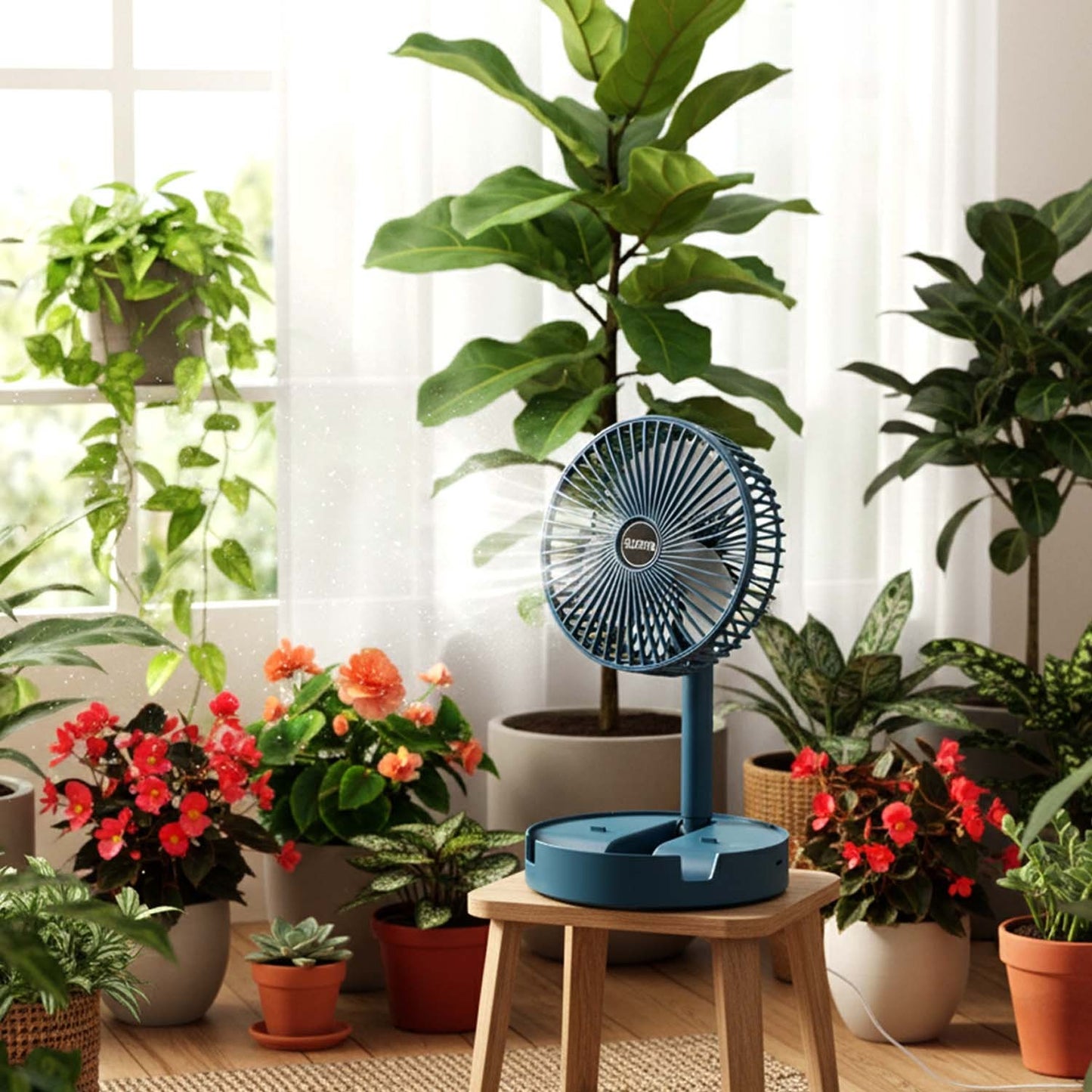 Portable Telescopic Desk Fan – Foldable & Height Adjustable USB Rechargeable Fan